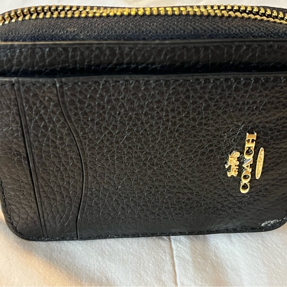COACH Zip Card Case with Chain in Black - Picture 5 of 8